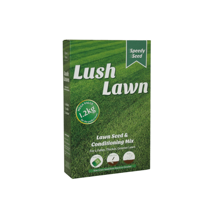 Lawn & Grass Conditioner Speedy Seed Mixture Lush Lawn 1,2kg Organic Fertiliser Restoration Repair Defra Approved