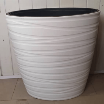 Height: 58cm | White Fiber Plastic Flower Pot
