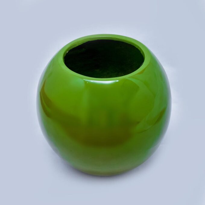 Green Round Ball Fiberglass Pots
